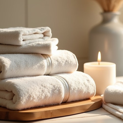 wellness retreat spa towels candle